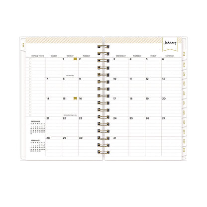 Blue Sky® Day Designer Navy Stripe Daily/Monthly Planner, Horizontal Stripe Artwork, 8 x 5, Navy/White Cover, 12-Month (Jan-Dec): 2026 (BLS103623)