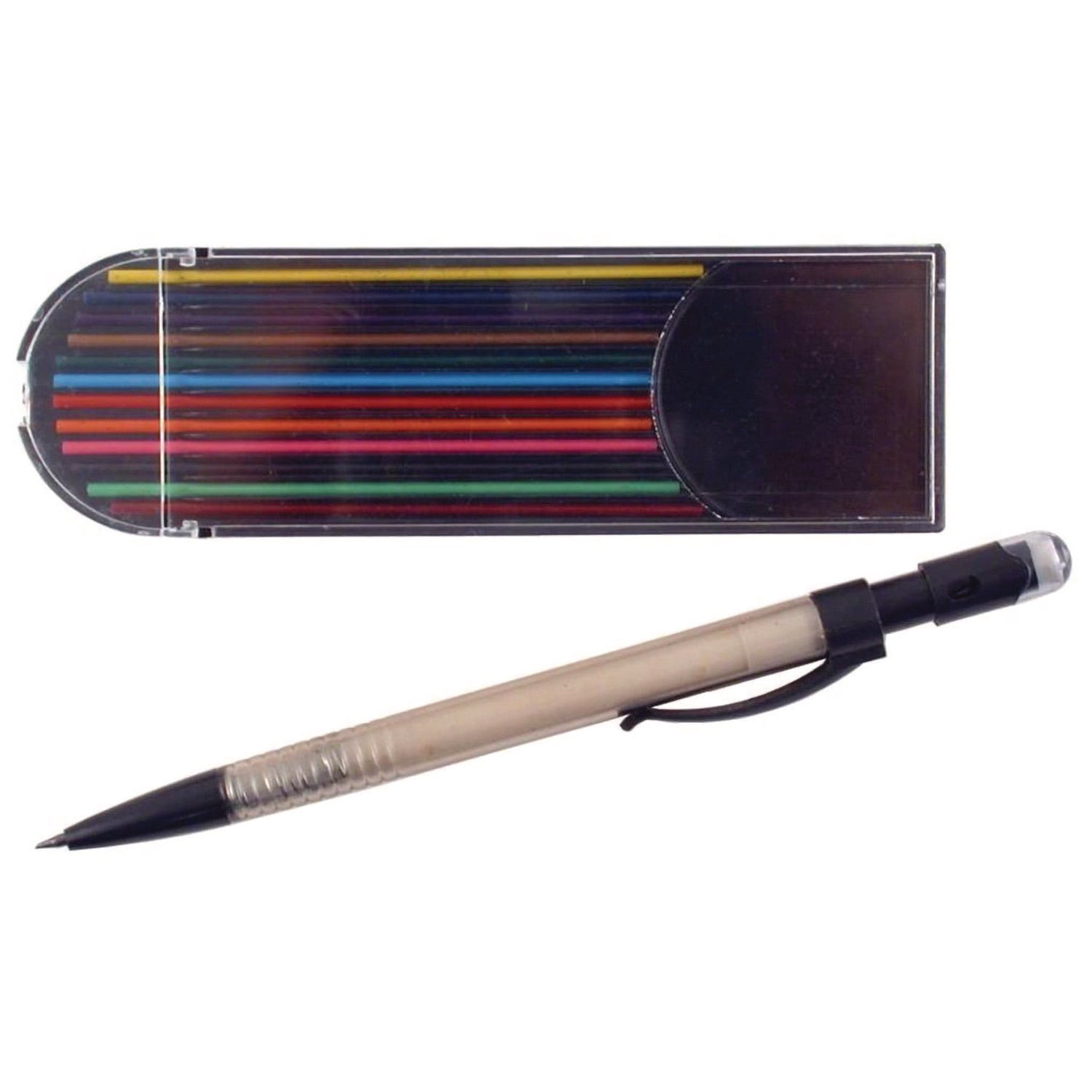 tpg-creations-mechanical-color-pencil-set-2-mm-12-assorted-lead-refills-gray-barrel-72-carton-tpg33072_2