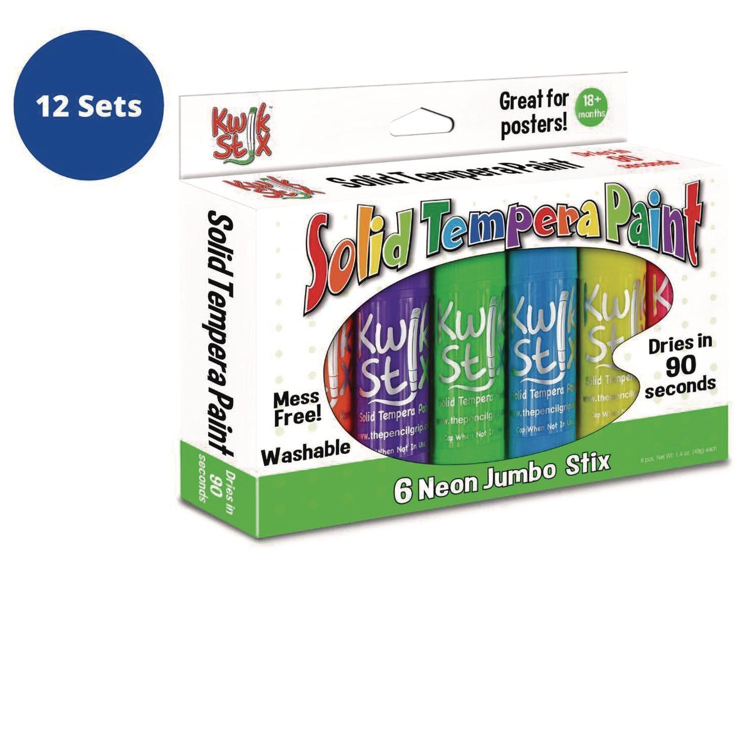 tpg-creations-jumbo-kwik-stix-tempera-paint-set-6-assorted-neon-colors-6-pack-12-packs-carton-tpg64512_3