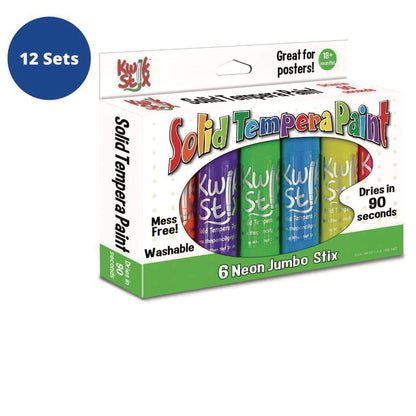 tpg-creations-jumbo-kwik-stix-tempera-paint-set-6-assorted-neon-colors-6-pack-12-packs-carton-tpg64512_3