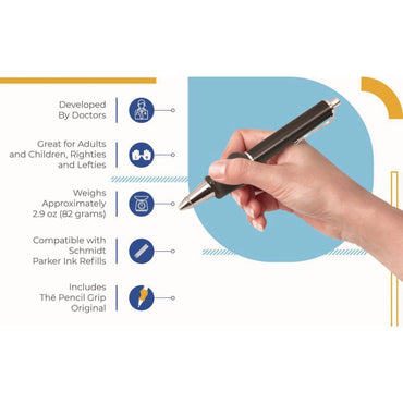 tpg-creations-heavyweight-ball-pen-w-the-pencil-grip-ballpoint-pen-retractable-med-0-7-mm-black-ink-black-silver-navy-barrel-8-carton-tpg65108_2