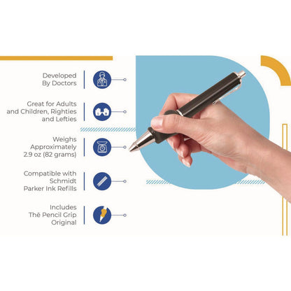 tpg-creations-heavyweight-ball-pen-w-the-pencil-grip-ballpoint-pen-retractable-med-0-7-mm-black-ink-black-silver-navy-barrel-8-carton-tpg65108_2