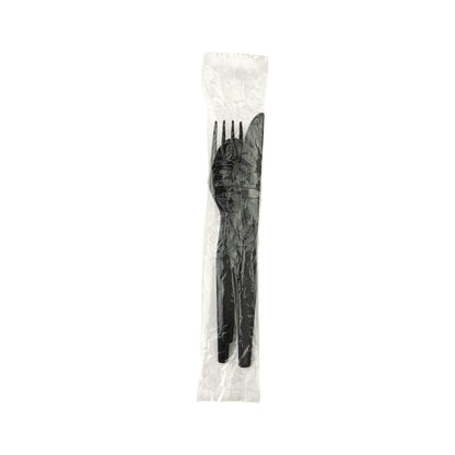 Dixie® Individually Wrapped Heavyweight Cutlery Set, Fork/Knife/Spoon, Plastic, Black, 250/Carton (DXECH56C7)