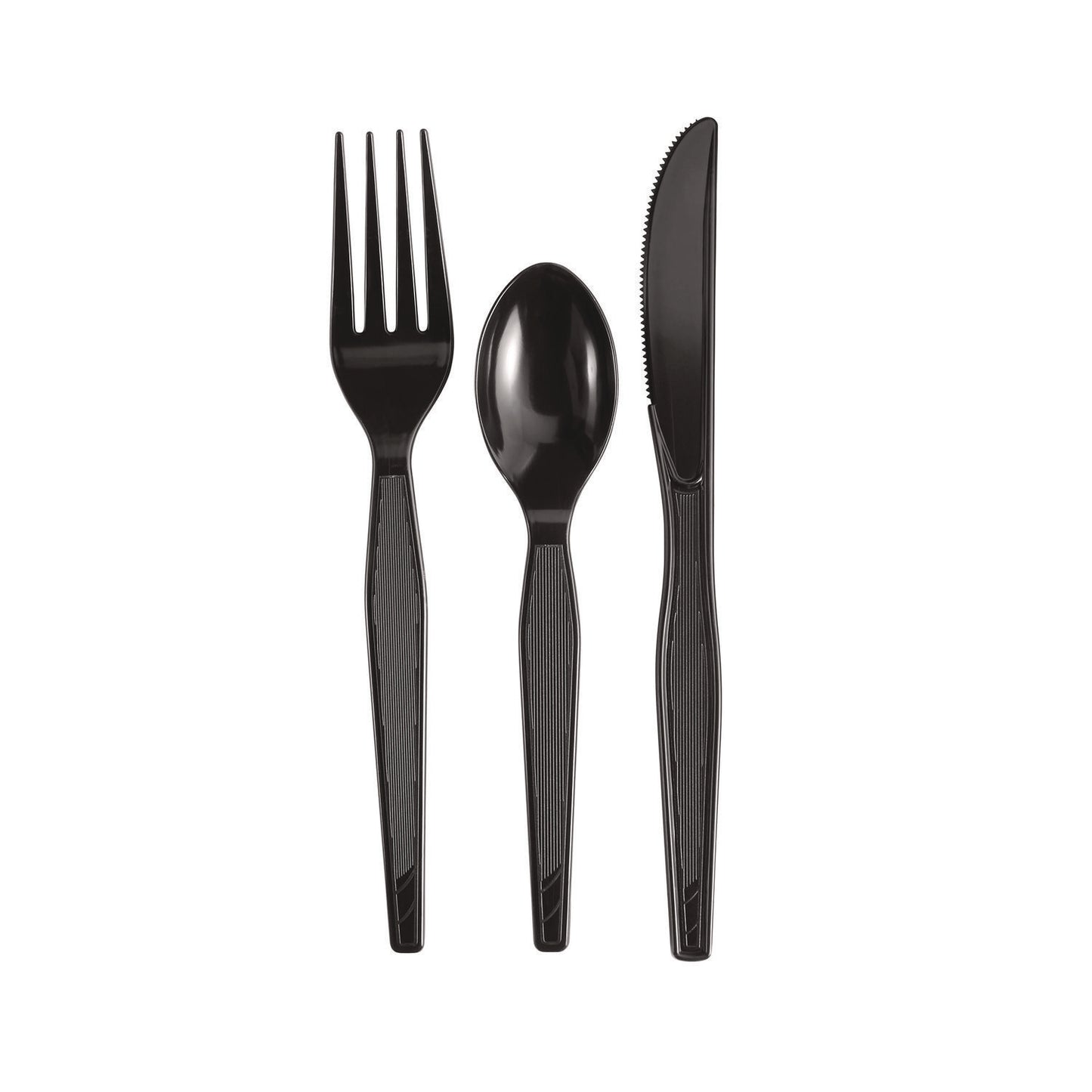 Dixie® Individually Wrapped Heavyweight Cutlery Set, Fork/Knife/Spoon, Plastic, Black, 250/Carton (DXECH56C7)