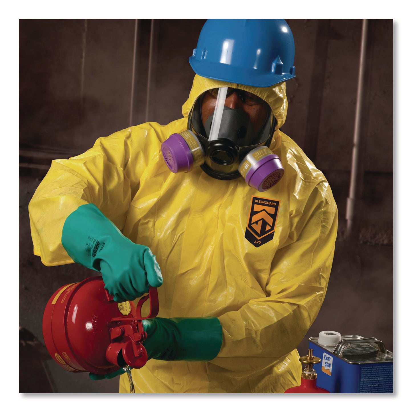 KleenGuard™ A70 Chemical Spray Protection Coveralls, Elastic Wrists, Ankles, Hood and Boots, Large, Yellow, 12/Carton (ANS00683)
