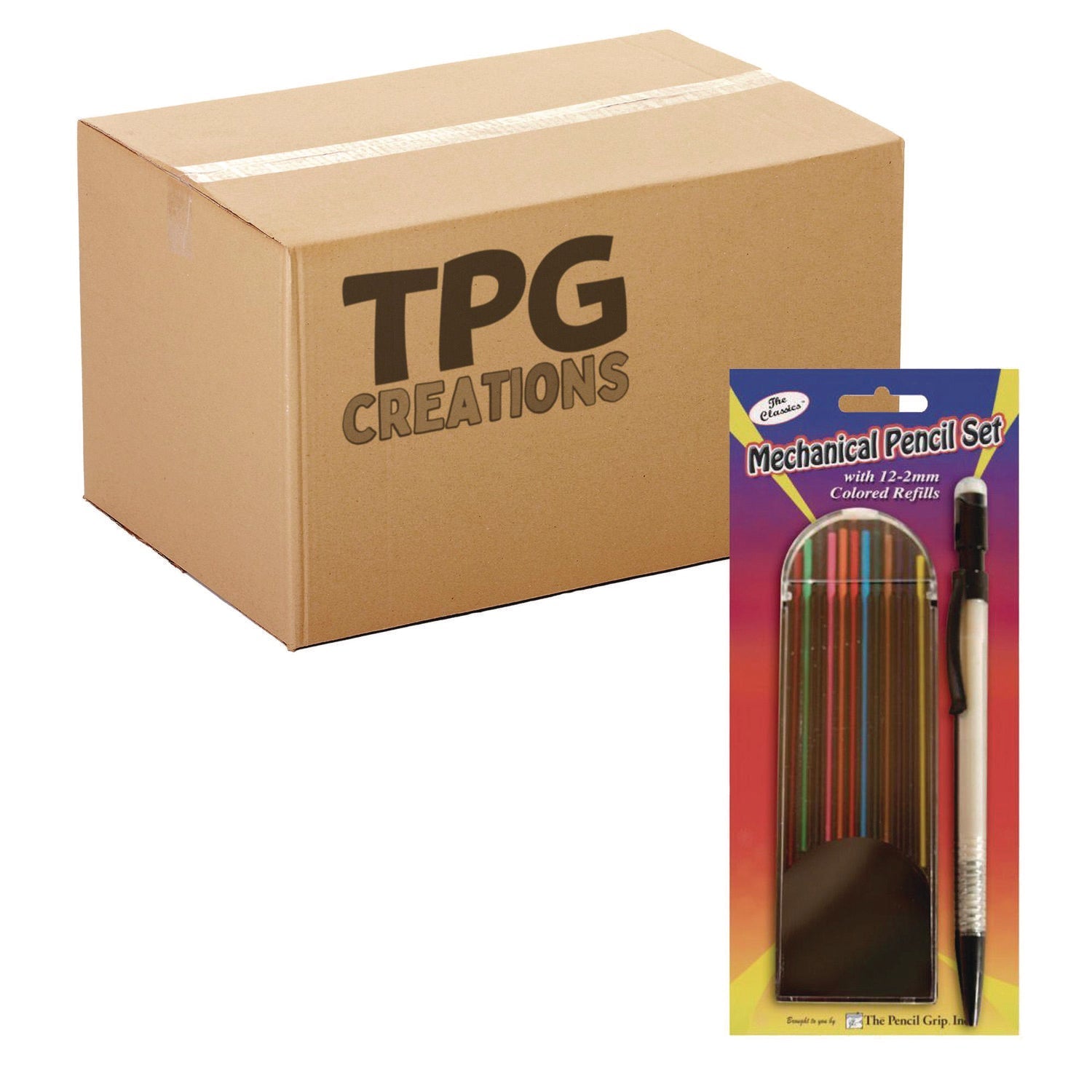 tpg-creations-mechanical-color-pencil-set-2-mm-12-assorted-lead-refills-gray-barrel-72-carton-tpg33072_1
