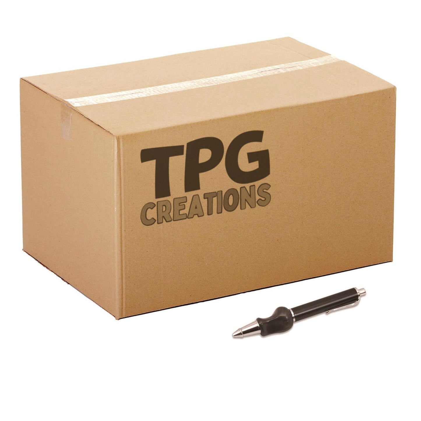 tpg-creations-heavyweight-ball-pen-w-the-pencil-grip-ballpoint-pen-retractable-med-0-7-mm-black-ink-black-silver-navy-barrel-8-carton-tpg65108_1