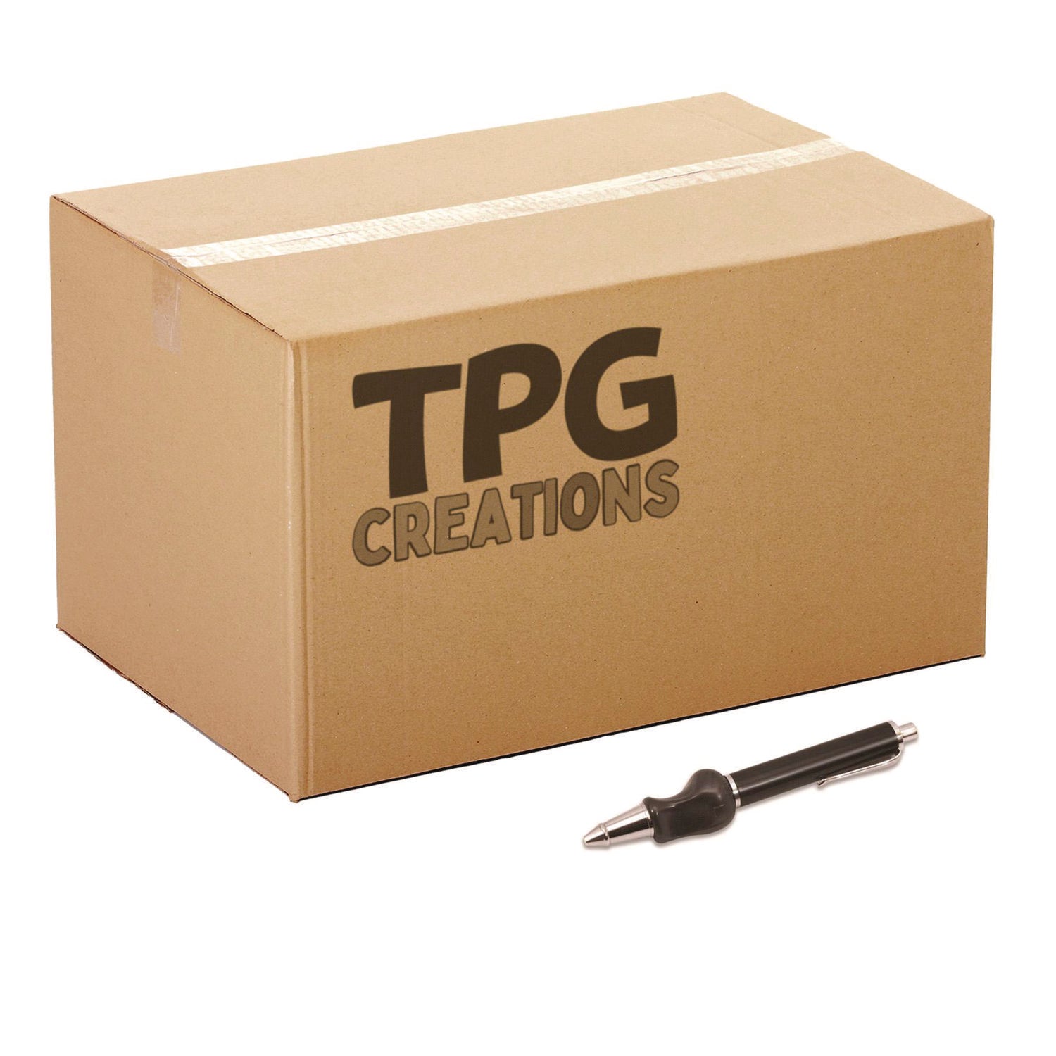 tpg-creations-heavyweight-ball-pen-w-the-pencil-grip-ballpoint-pen-retractable-med-0-7-mm-black-ink-black-silver-navy-barrel-8-carton-tpg65108_1
