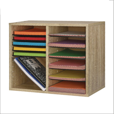 adiroffice-wood-adjustable-12-compartment-literature-organizer-12-sections-letter-size-20-x-11-8-x-16-3-medium-oak-alhi50012meo_2