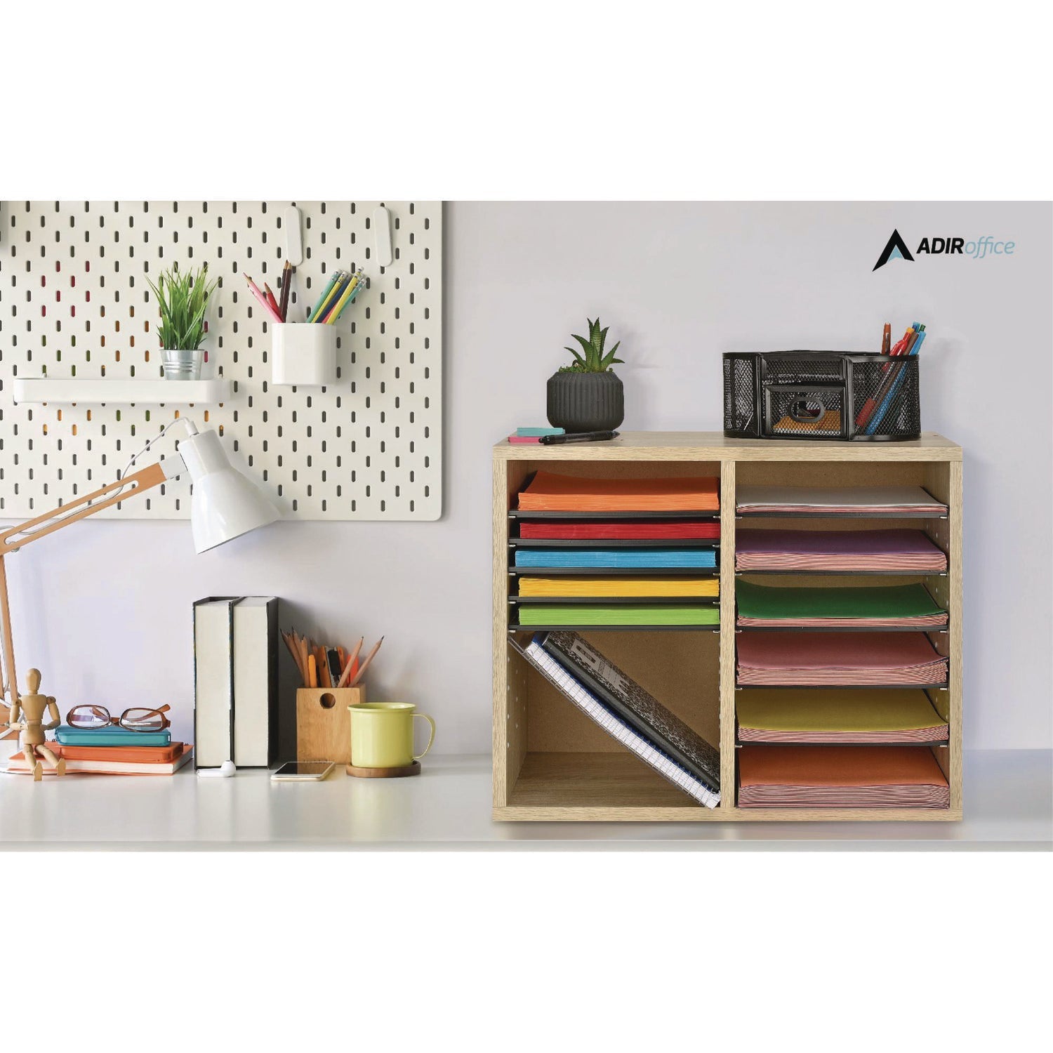 adiroffice-wood-adjustable-12-compartment-literature-organizer-12-sections-letter-size-20-x-11-8-x-16-3-medium-oak-alhi50012meo_9