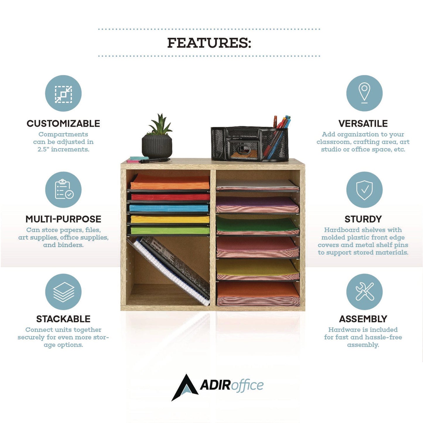 adiroffice-wood-adjustable-12-compartment-literature-organizer-12-sections-letter-size-20-x-11-8-x-16-3-medium-oak-alhi50012meo_10