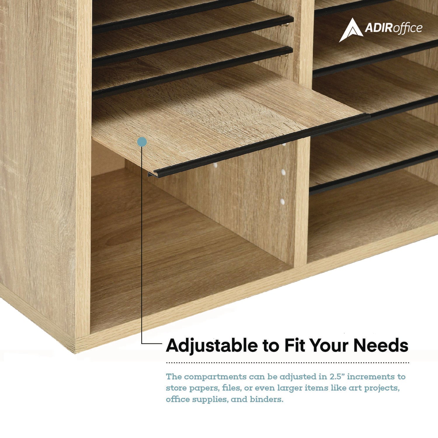 adiroffice-wood-adjustable-12-compartment-literature-organizer-12-sections-letter-size-20-x-11-8-x-16-3-medium-oak-alhi50012meo_11