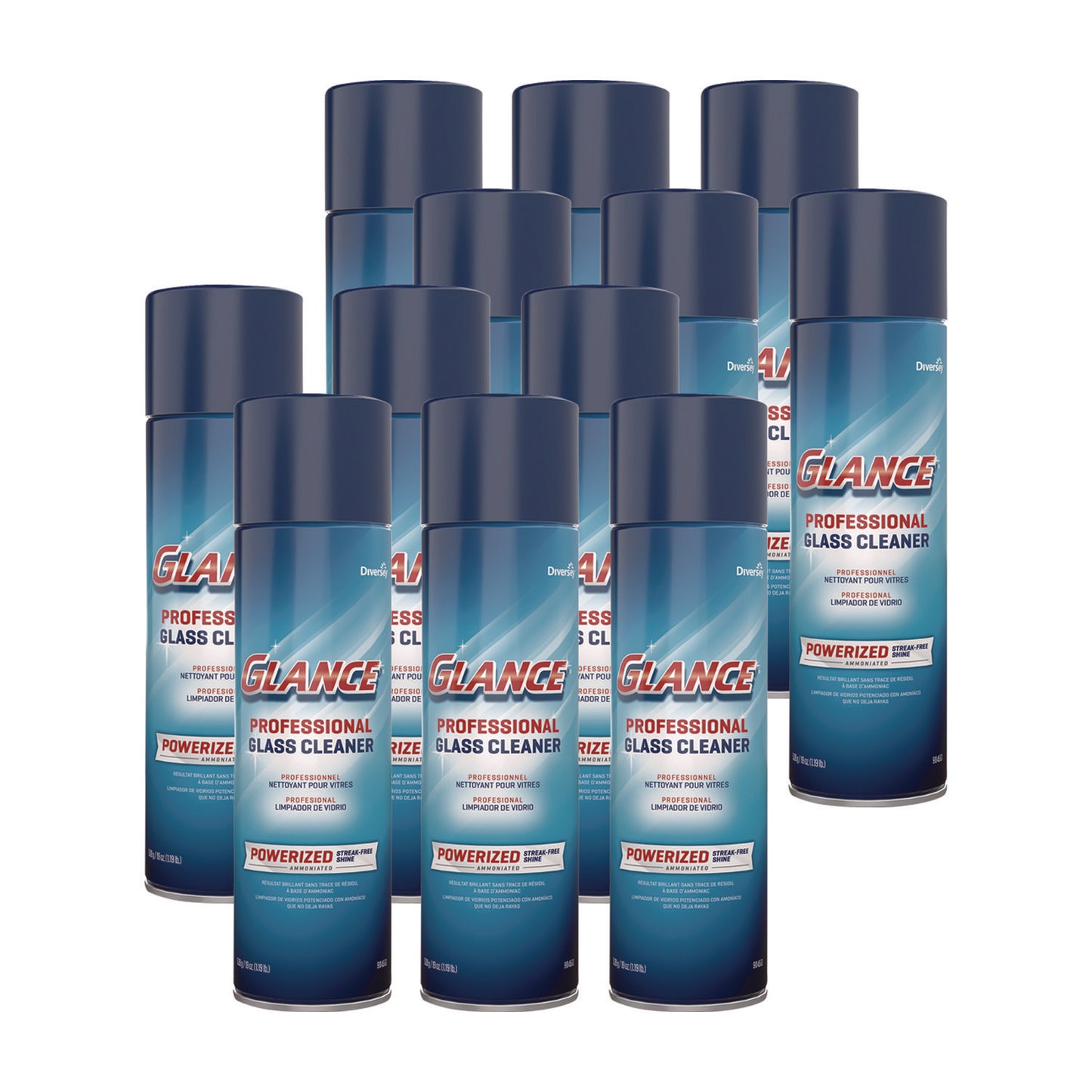 Diversey™ Glance Powerized Glass and Surface Cleaner, Ammonia Scent, 19 oz Aerosol Spray, 12/Carton (DVO101109731)