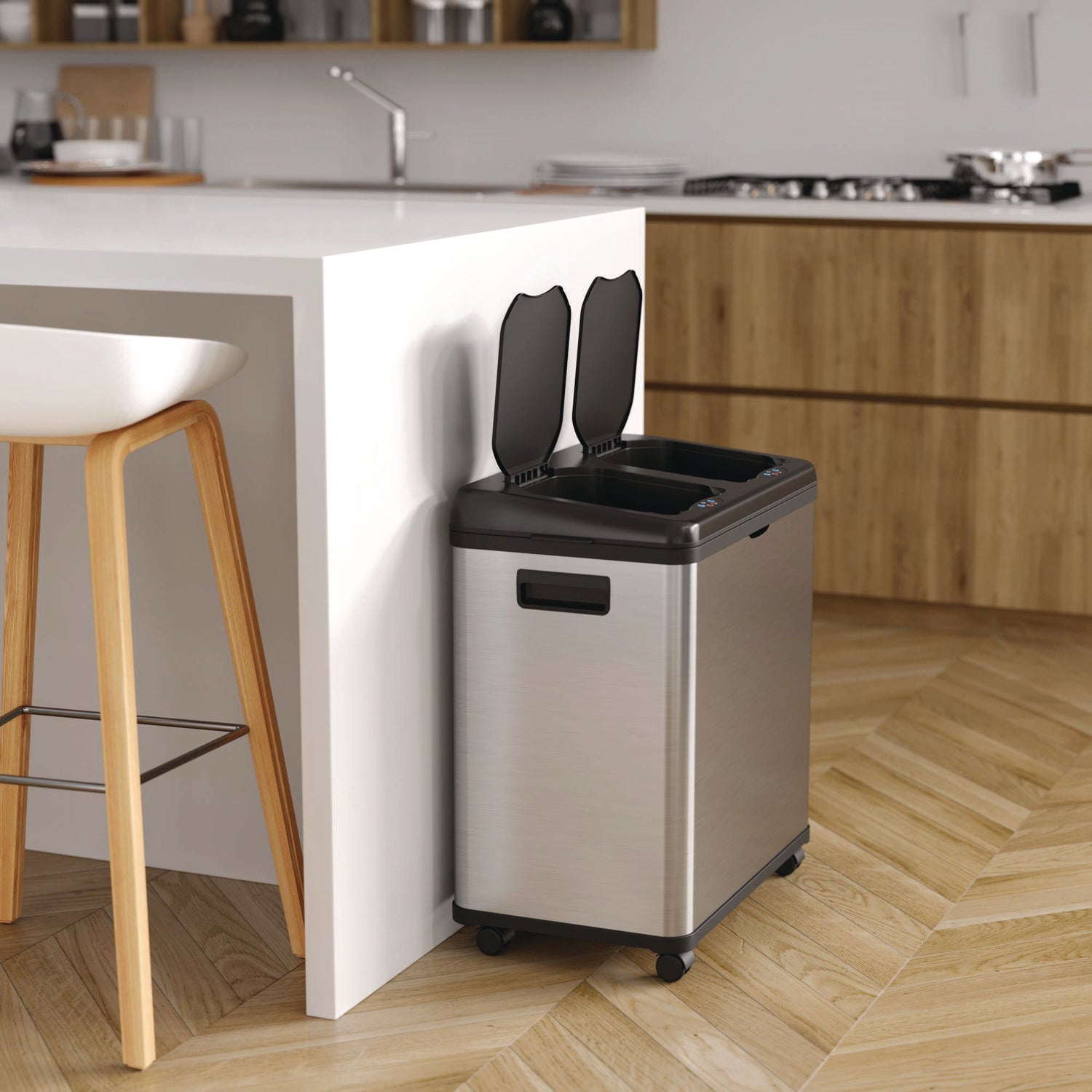 hls-commercial-r-dual-compartment-sensor-recycle-bin-and-trash-can-with-wheels-16-gal-plastic-stainless-steel-silver-black-hlmhls16dcss_4