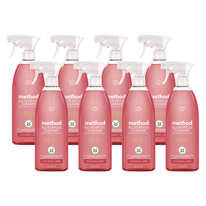 Method® All Surface Cleaner, Pink Grapefruit Scent, 28 oz Spray Bottle, 8/Carton (MTH377544CT)