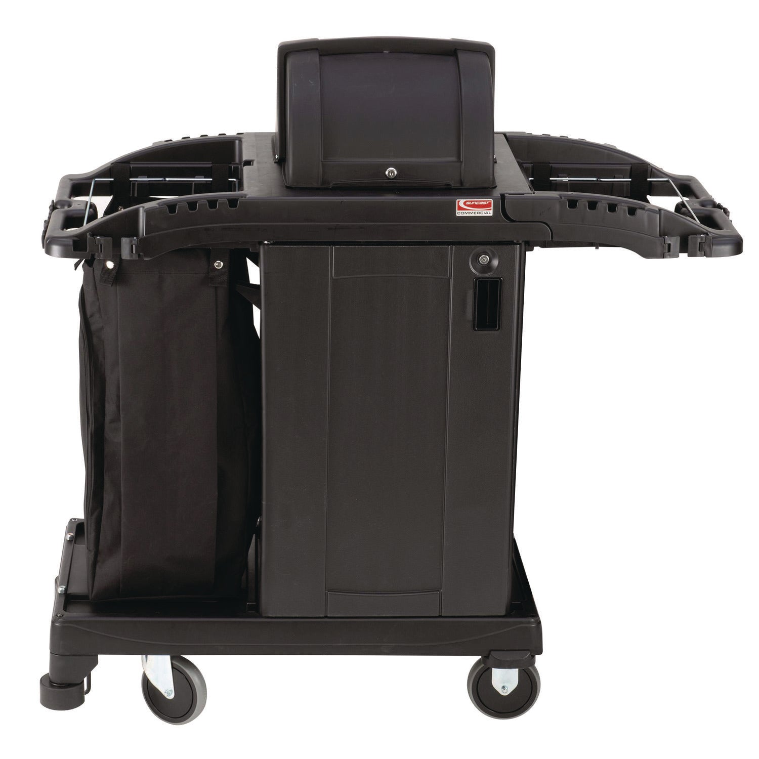 suncast-commercial-compact-premium-housekeeping-cart-plastic-1-shelf-23-25-x-53-22-x-53-06-black-suahkcch200_1