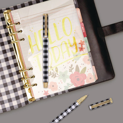 pukka-pad-carpe-diem-all-metal-gel-pens-gel-pen-stick-medium-0-7-mm-black-ink-black-white-check-barrel-6-pack-puk9186cd_5