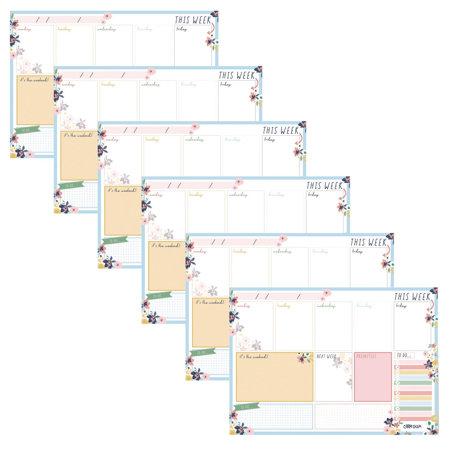 pukka-pad-weekly-planner-pad-floral-11-7-x-8-3-blue-pink-white-yellow-cover-12-month-undated-6-pack-puk9208cd_1