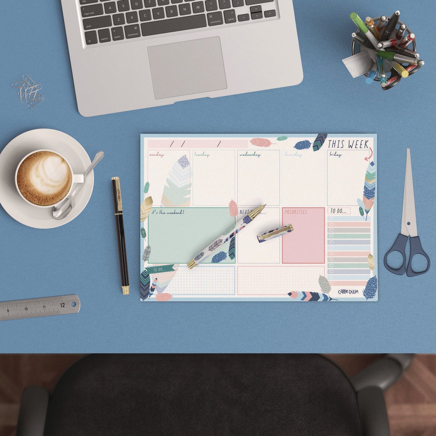 pukka-pad-weekly-planner-pad-feathers-11-7-x-8-3-blue-cream-pink-cover-12-month-undated-6-pack-puk9219cd_5