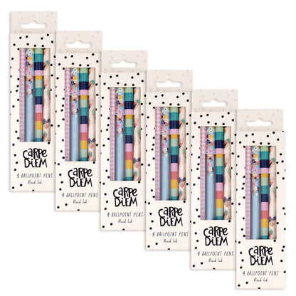 pukka-pad-carpe-diem-ballpoint-pen-stick-medium-0-7-mm-black-ink-assorted-ditzy-floral-collection-4-pens-pack-6-packs-box-puk9228cd_1