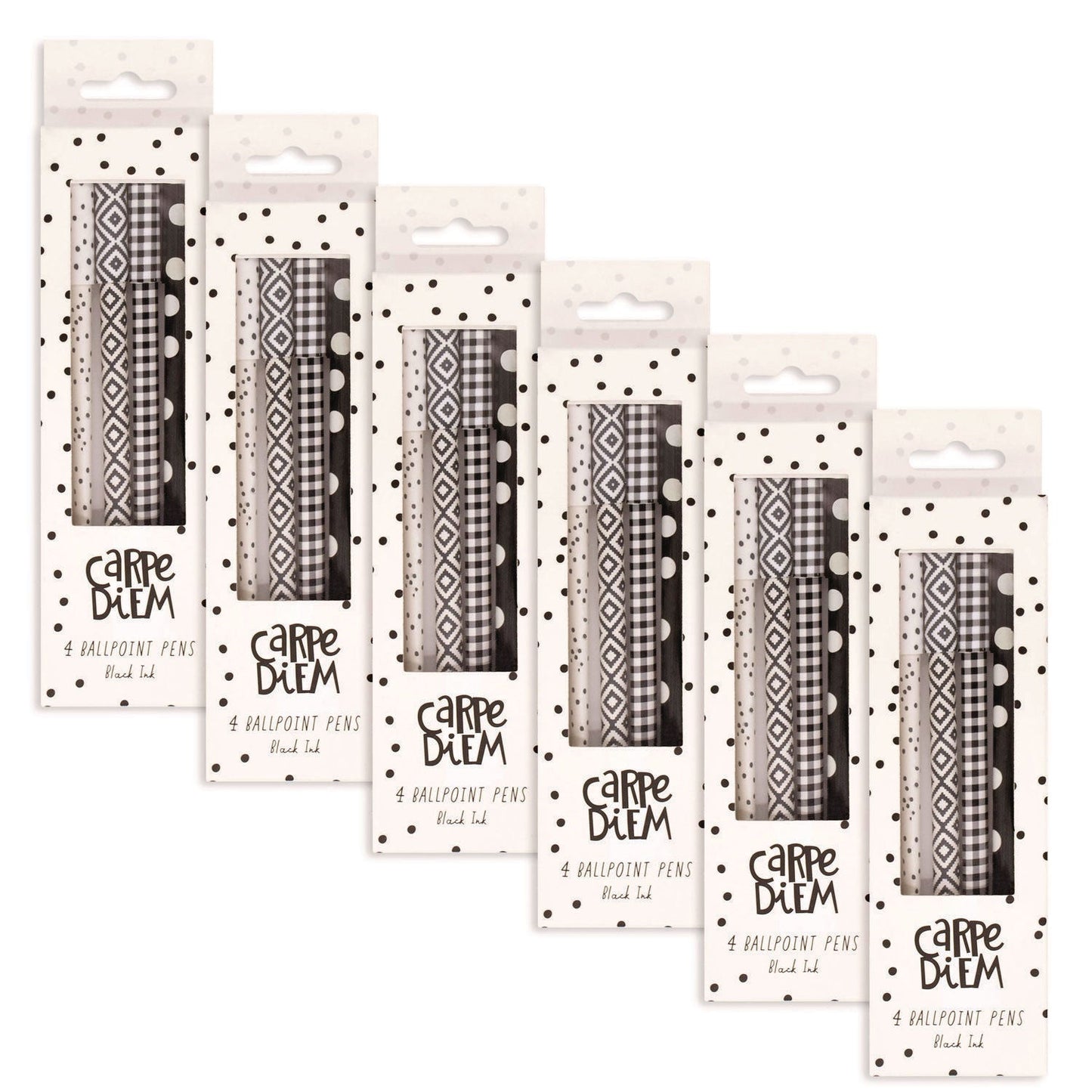 pukka-pad-carpe-diem-ballpoint-pen-stick-medium-0-7-mm-black-ink-assorted-black-collection-4-pens-pack-6-packs-box-puk9229cd_1