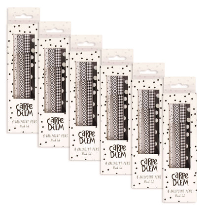 pukka-pad-carpe-diem-ballpoint-pen-stick-medium-0-7-mm-black-ink-assorted-black-collection-4-pens-pack-6-packs-box-puk9229cd_1
