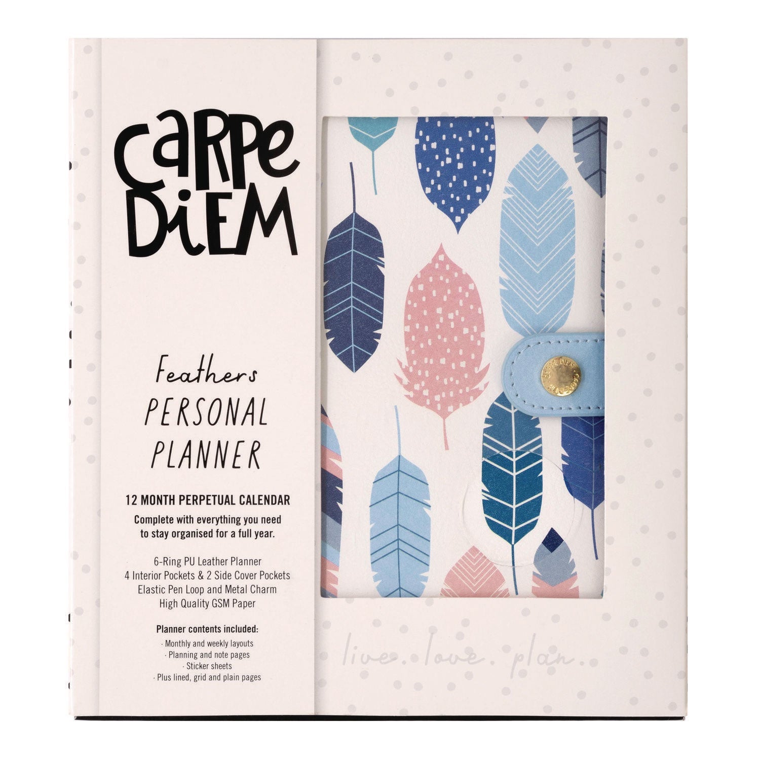 pukka-pad-personal-planner-feathers-7-48-x-6-42-blue-cream-pink-cover-12-month-undated-puk9210cd_2