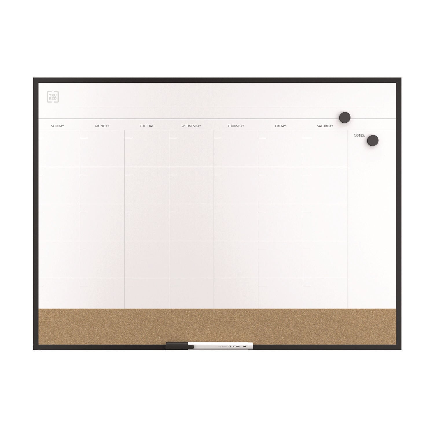 tru-red-magnetic-steel-dry-erase-combo-board-monthly-planning-scheduling-23-x-17-white-natural-surface-black-aluminum-frame-tudtr61193_1