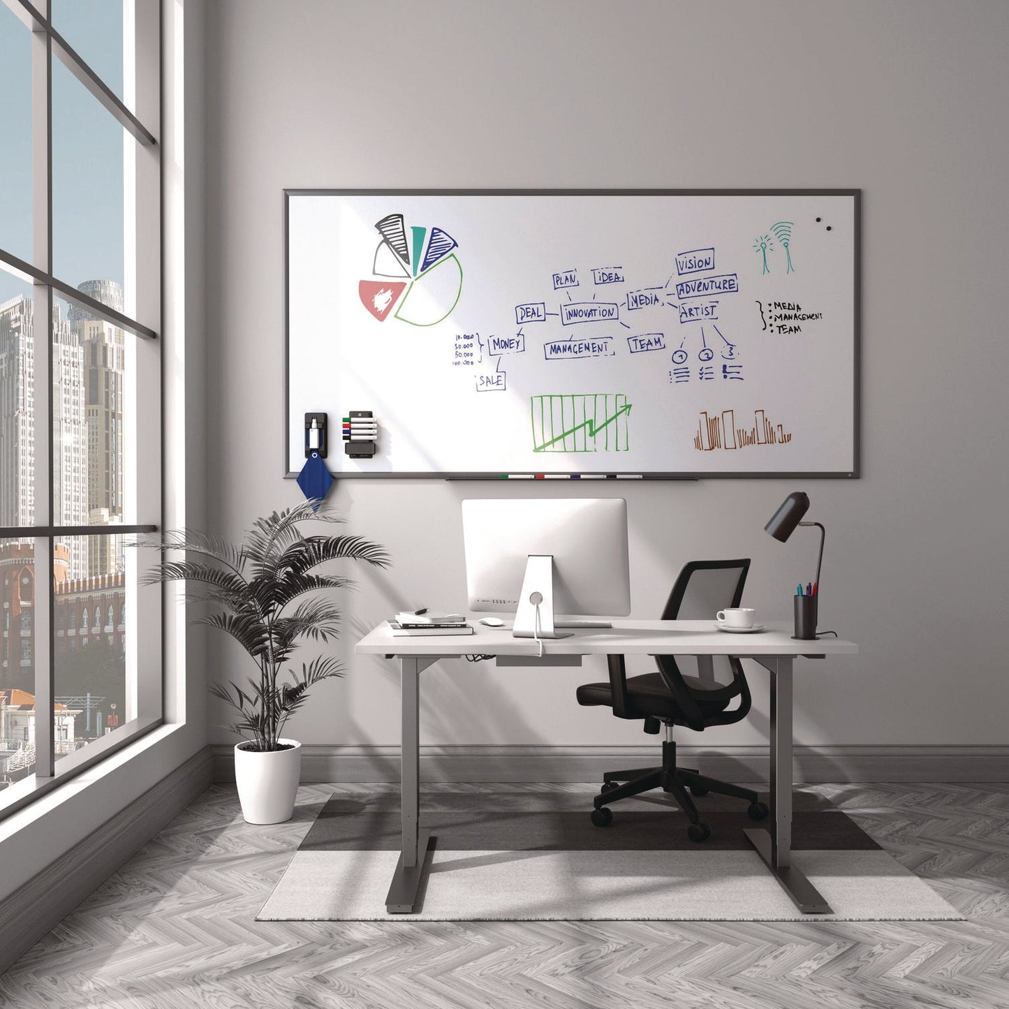 tru-red-magnetic-porcelain-dry-erase-board-96-x-48-white-surface-gray-natural-aluminum-frame-tudtr61188_2