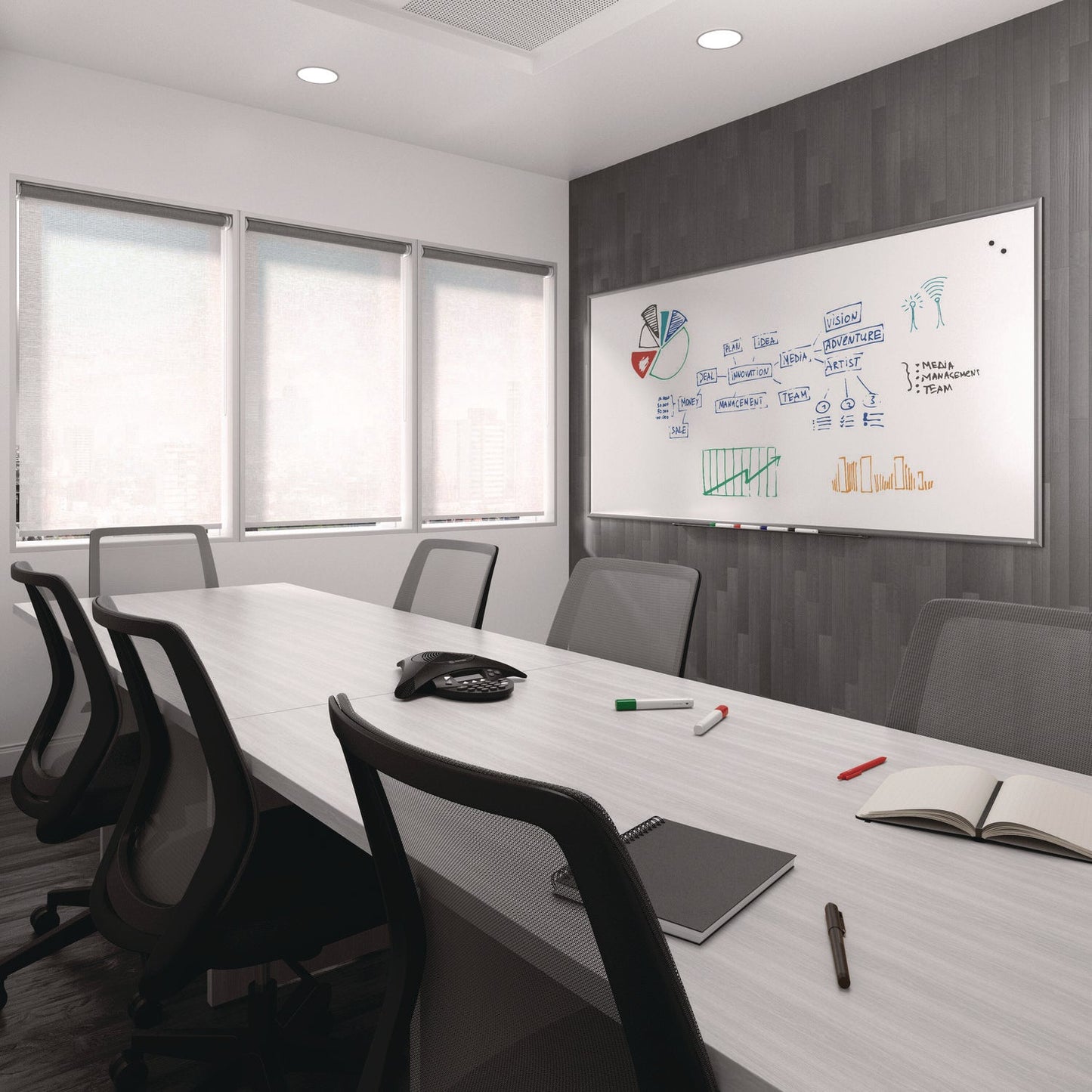 tru-red-magnetic-porcelain-dry-erase-board-96-x-48-white-surface-gray-natural-aluminum-frame-tudtr61188_3