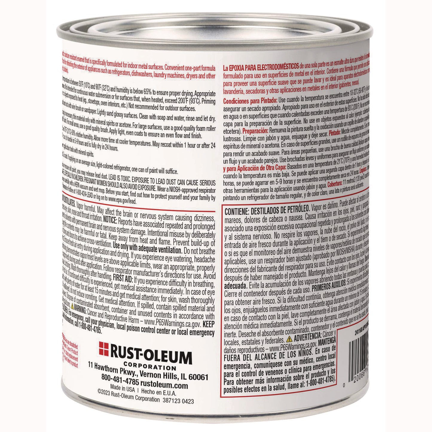 Rust-Oleum® Appliance Epoxy Gloss Paint, Gloss White, 1 qt Bucket/Pail, 2/Carton (RST241168)