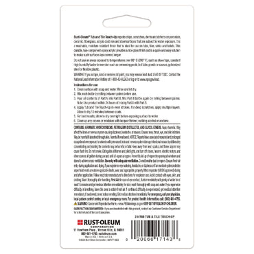 Rust-Oleum® Specialty Gloss White Tub and Tile Touch Up, Gloss White, 0.54 oz Glass Vials, 6 Kits/Carton (RST244166)