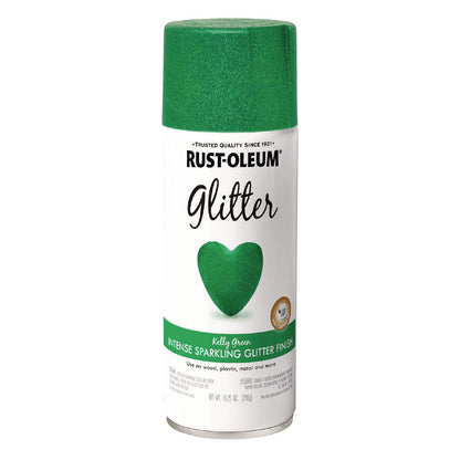 Rust-Oleum® Specialty Glitter Spray Paint, Glitter Kelly Green, 10.25 oz Aerosol Can, 6/Carton (RST277781)