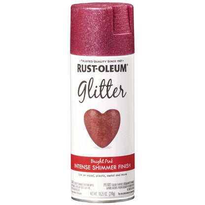 Rust-Oleum® Specialty Glitter Spray Paint, Glitter Pink, 10.25 oz Aerosol Can, 6/Carton (RST301818)