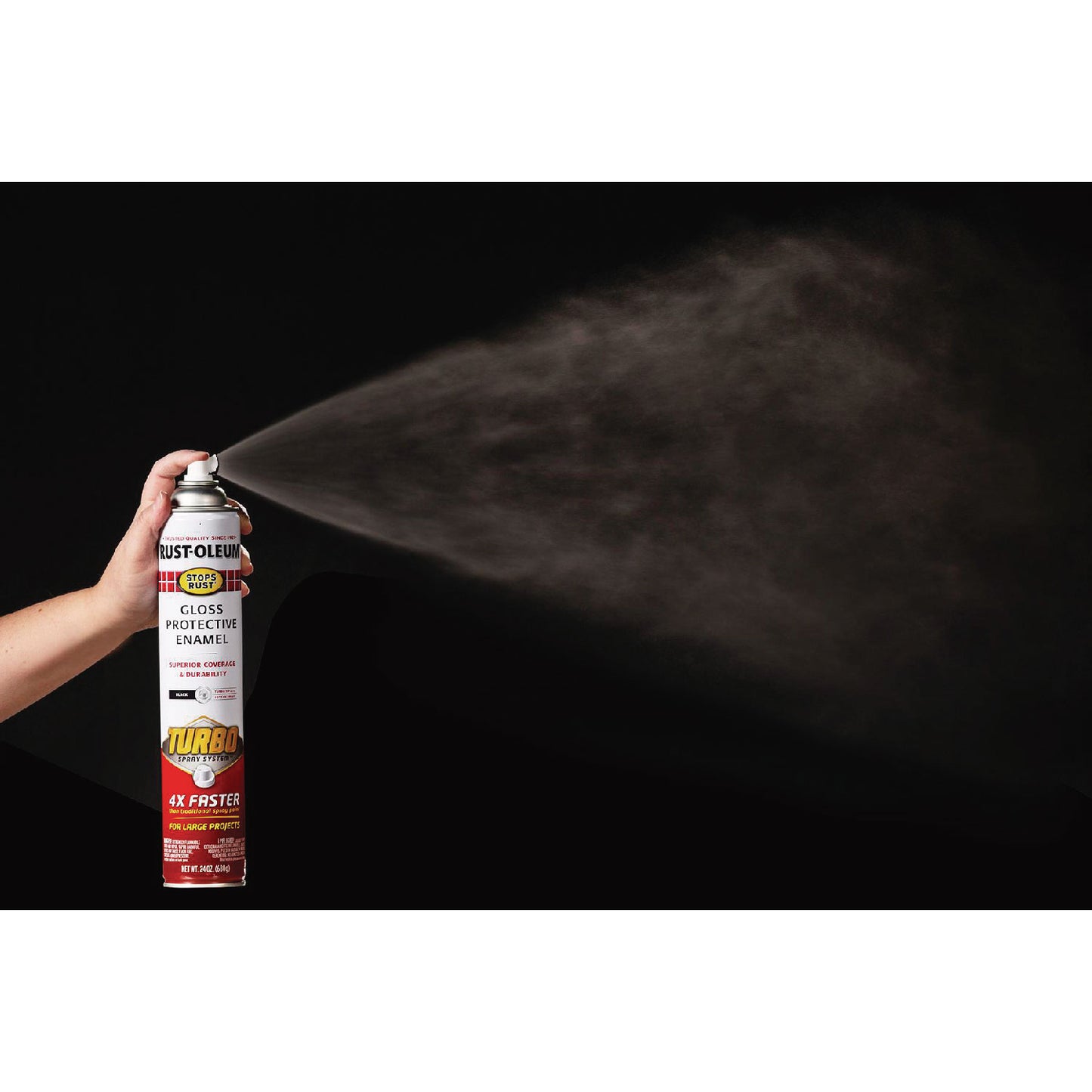 Rust-Oleum® Stops Rust Turbo Spray, Gloss Black, 24 oz Aerosol Can, 6/Carton (RST334128)