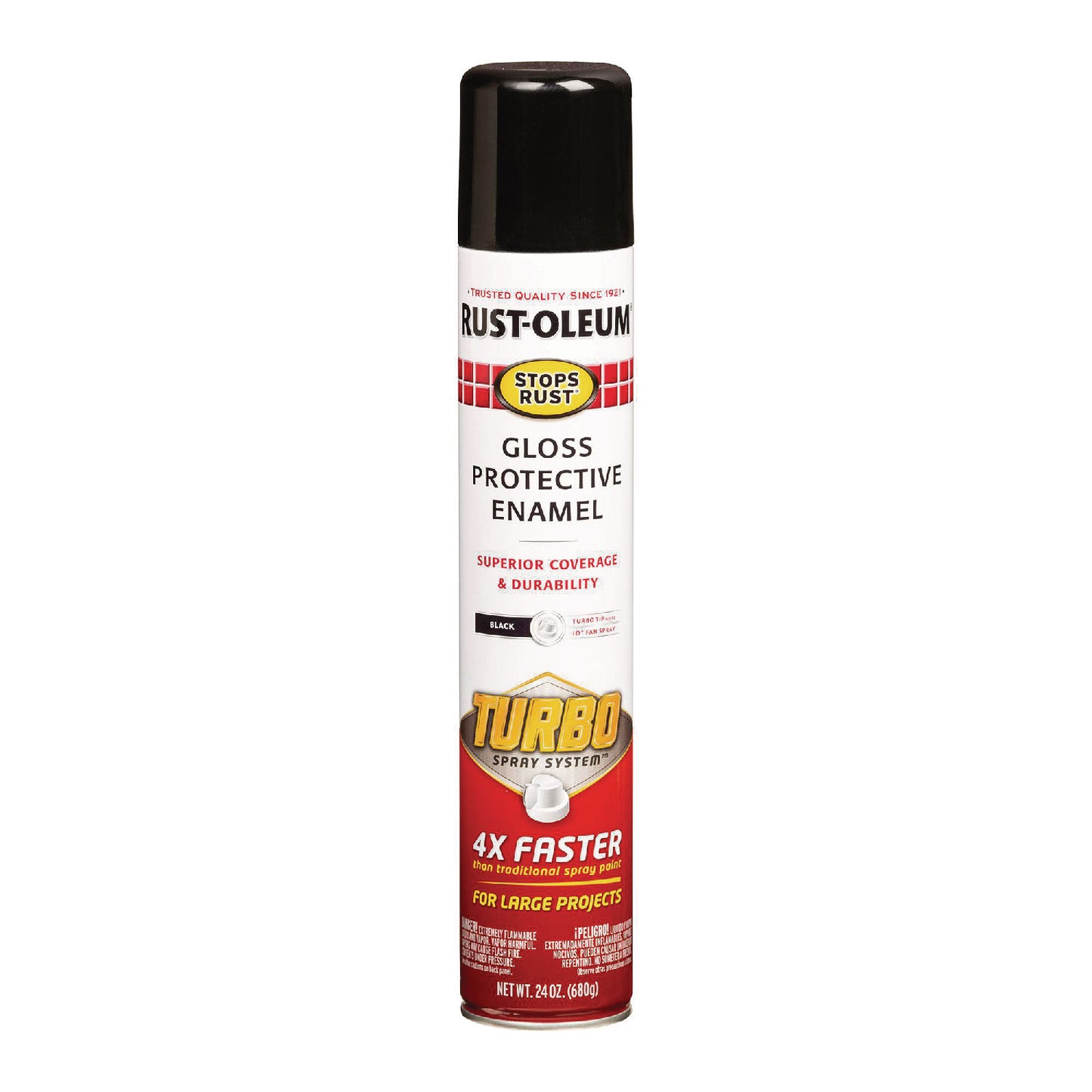 Rust-Oleum® Stops Rust Turbo Spray, Gloss Black, 24 oz Aerosol Can, 6/Carton (RST334128)