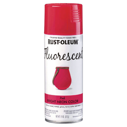 Rust-Oleum® Specialty Fluorescent Spray Paint, Flat Fluorescent Pink, 11 oz Aerosol Can, 6/Carton (RST342569)