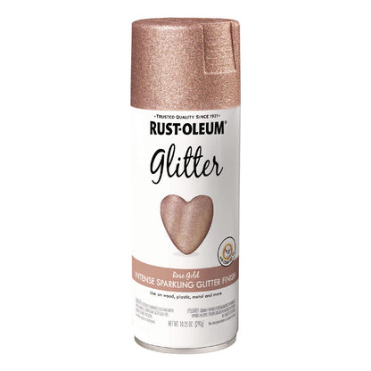 Rust-Oleum® Specialty Glitter Spray Paint, Glitter Rose Gold, 10.25 oz Aerosol Can, 6/Carton (RST344697)