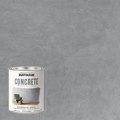 Rust-Oleum® Concrete Interior Wall Paint, Matte Sidewalk Gray, Quart Can, 2/Carton (RST379908)