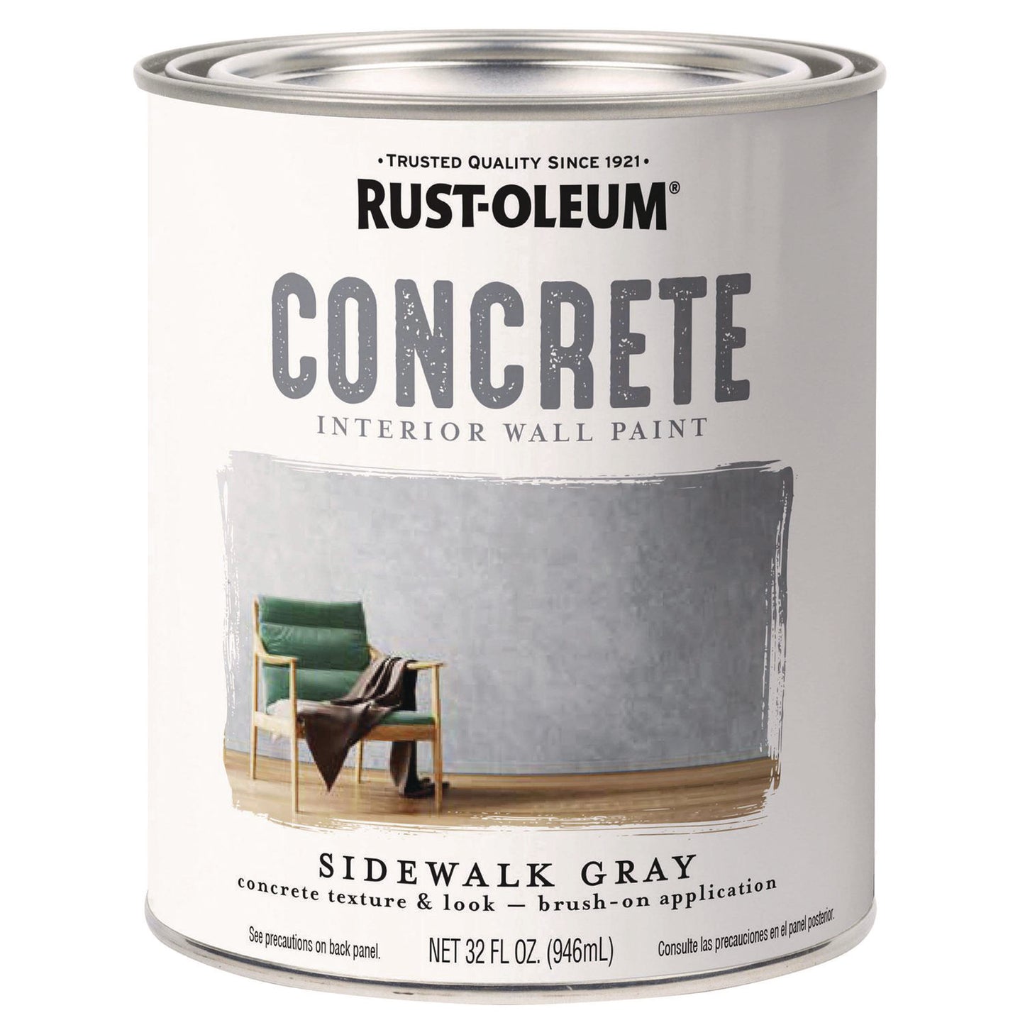 Rust-Oleum® Concrete Interior Wall Paint, Matte Sidewalk Gray, Quart Can, 2/Carton (RST379908)