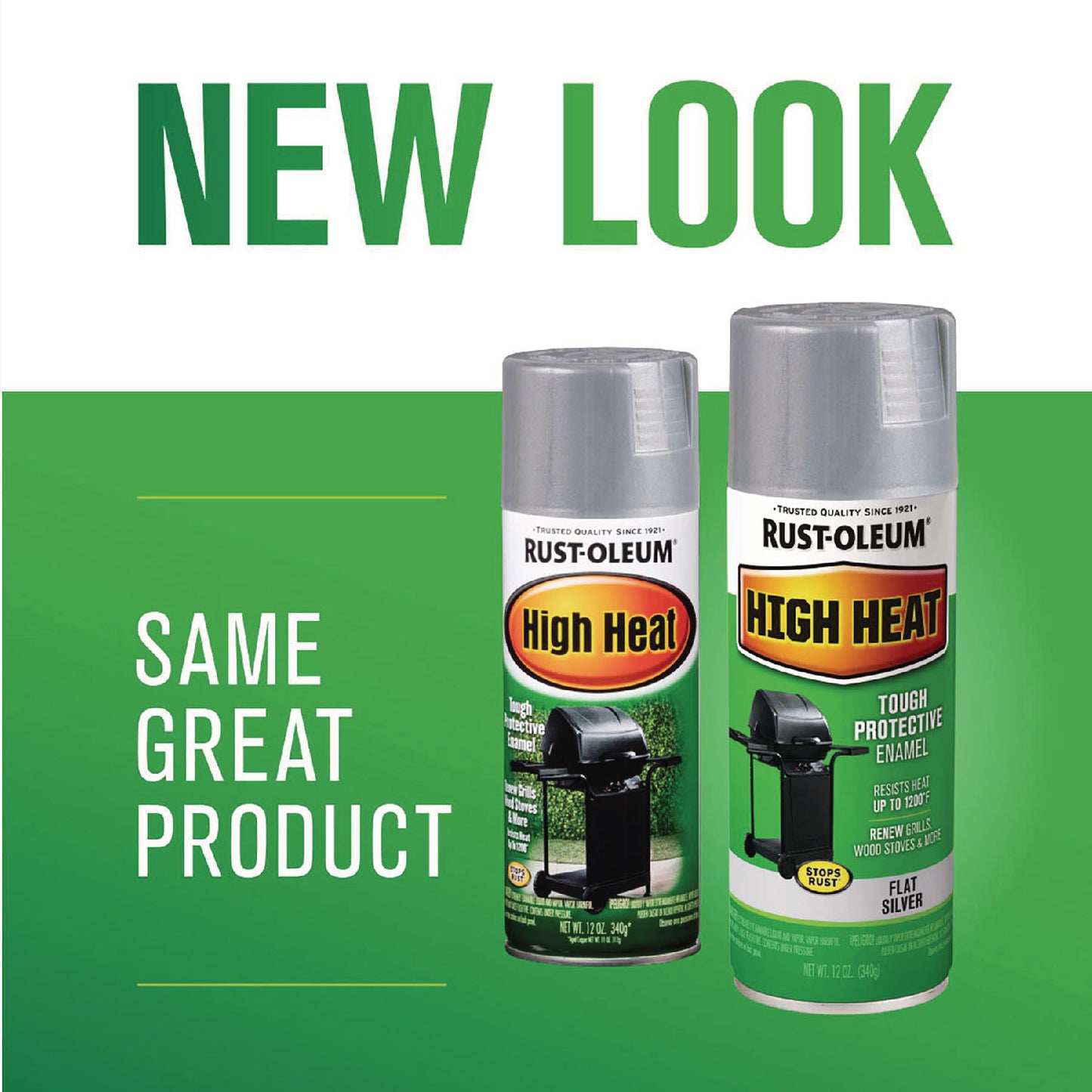 Rust-Oleum® High Heat Enamel Spray Paint, Flat Silver, 12 oz Aerosol Can, 6/Carton (RST7716830)