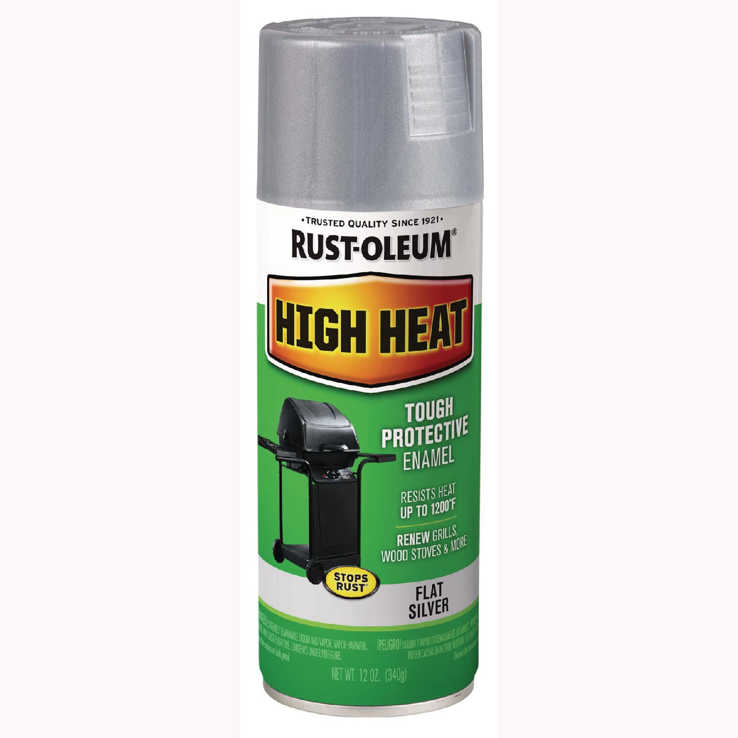 Rust-Oleum® High Heat Enamel Spray Paint, Flat Silver, 12 oz Aerosol Can, 6/Carton (RST7716830)