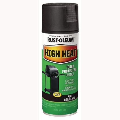 Rust-Oleum® High Heat Enamel Spray Paint, Flat Black, 12 oz Aerosol Can, 6/Carton (RST7778830)