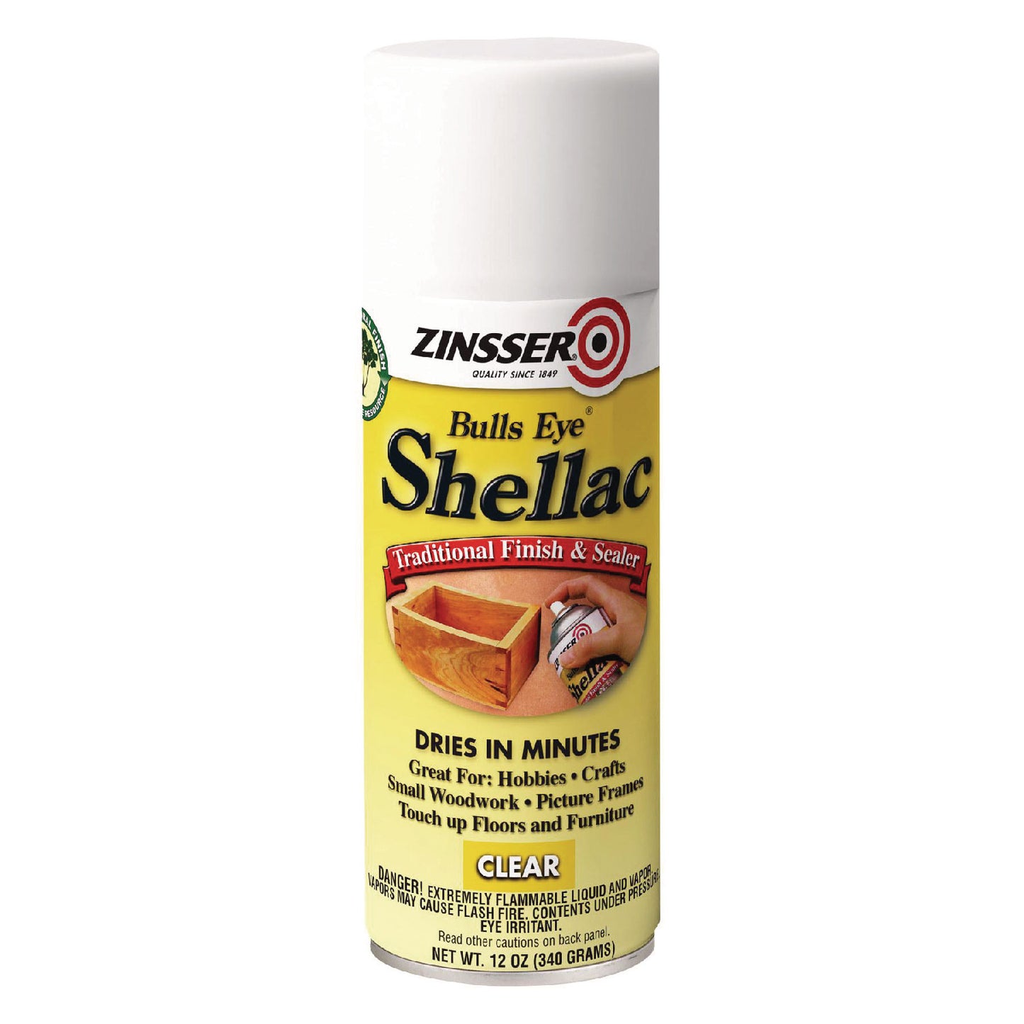 Zinsser® Clear Bulls Eye Shellac Spray, Gloss Clear, 12 oz Aerosol Can, 6/Carton (RST408)
