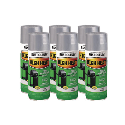 Rust-Oleum® High Heat Enamel Spray Paint, Flat Silver, 12 oz Aerosol Can, 6/Carton (RST7716830)