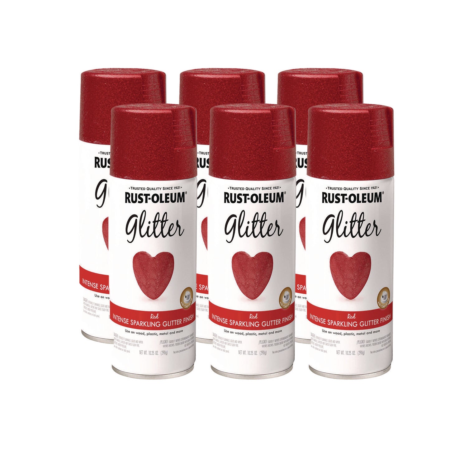 Rust-Oleum® Specialty Glitter Spray Paint, Glitter Red, 10.25 oz Aerosol Can, 6/Carton (RST268045)