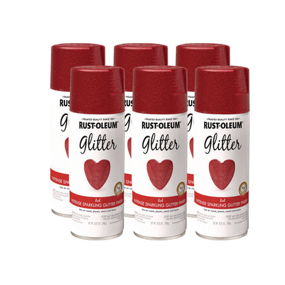 Rust-Oleum® Specialty Glitter Spray Paint, Glitter Red, 10.25 oz Aerosol Can, 6/Carton (RST268045)