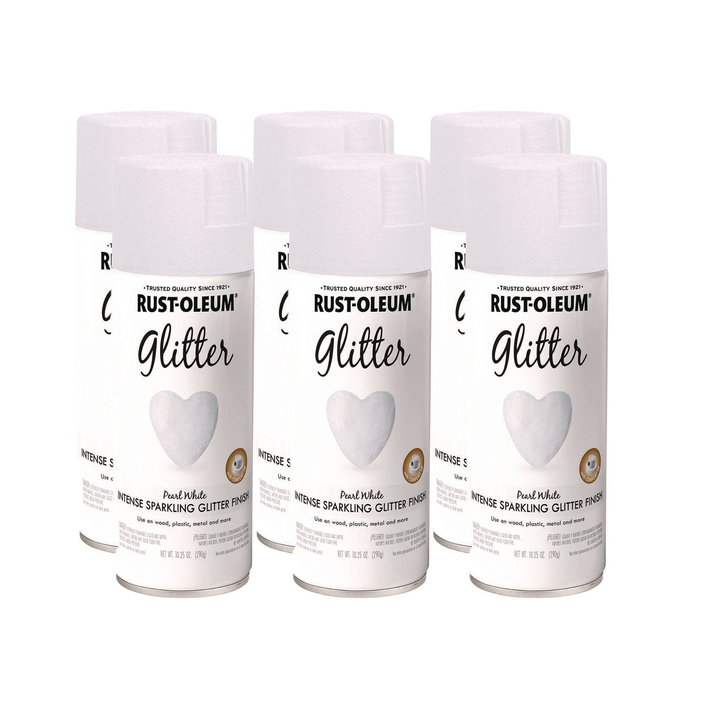 Rust-Oleum® Specialty Glitter Spray Paint, Glitter White, 10.25 oz Aerosol Can, 6/Carton (RST299426)