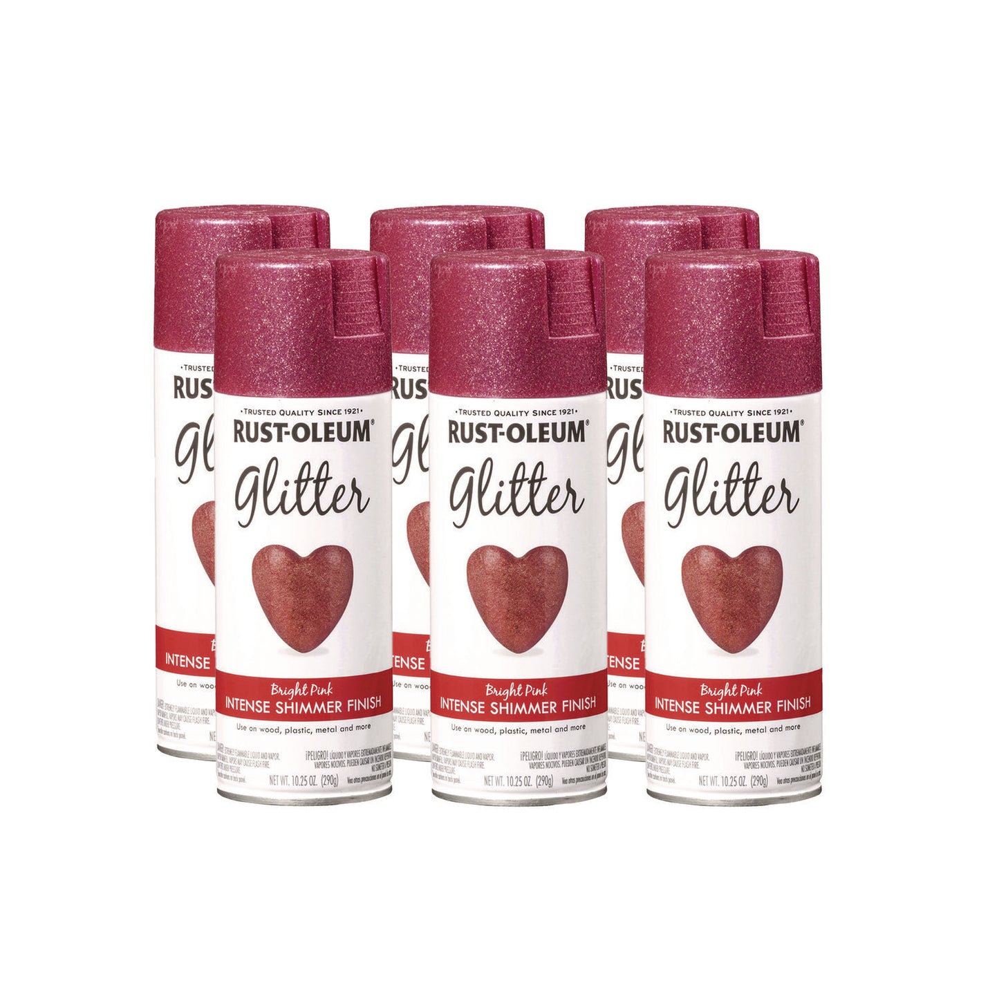 Rust-Oleum® Specialty Glitter Spray Paint, Glitter Pink, 10.25 oz Aerosol Can, 6/Carton (RST301818)
