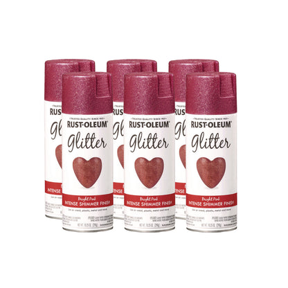 Rust-Oleum® Specialty Glitter Spray Paint, Glitter Pink, 10.25 oz Aerosol Can, 6/Carton (RST301818)